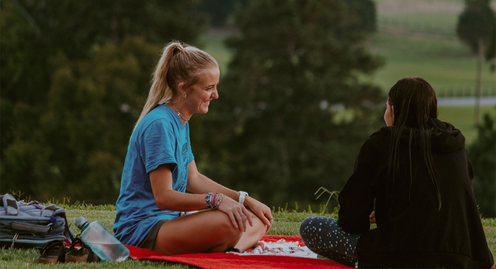 Simple Gratitude, Christ Centered, Picnic with Two Girls, talking about Jesus