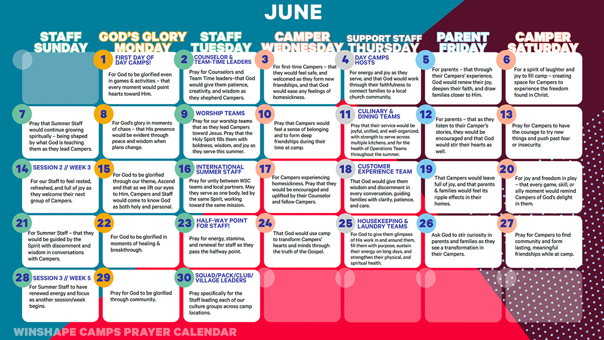 🗓️ Camp Prayer Calendar